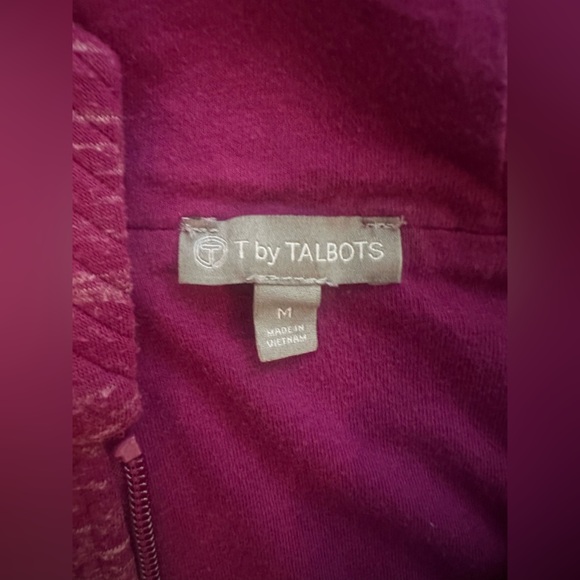 💕 T by Talbots Quilted Knit Longline Hooded Jacket | Size M | Raspberry Heather - Picture 10 of 10